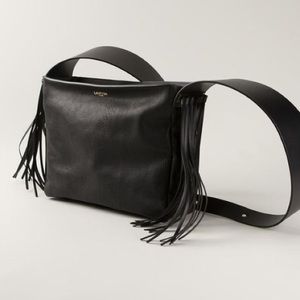 Lanvin Auth. Black Leather Fringe Crossbody Purse